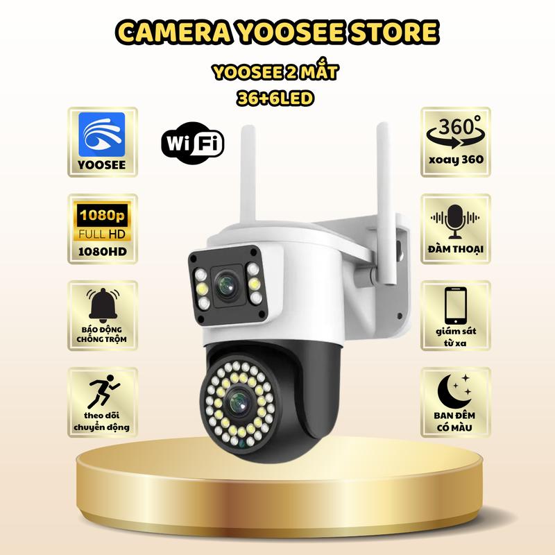    YOOSEE   CCTV Camera 36+6 LED Ngoài Trời 2 Mắt 2 Màn Hình 