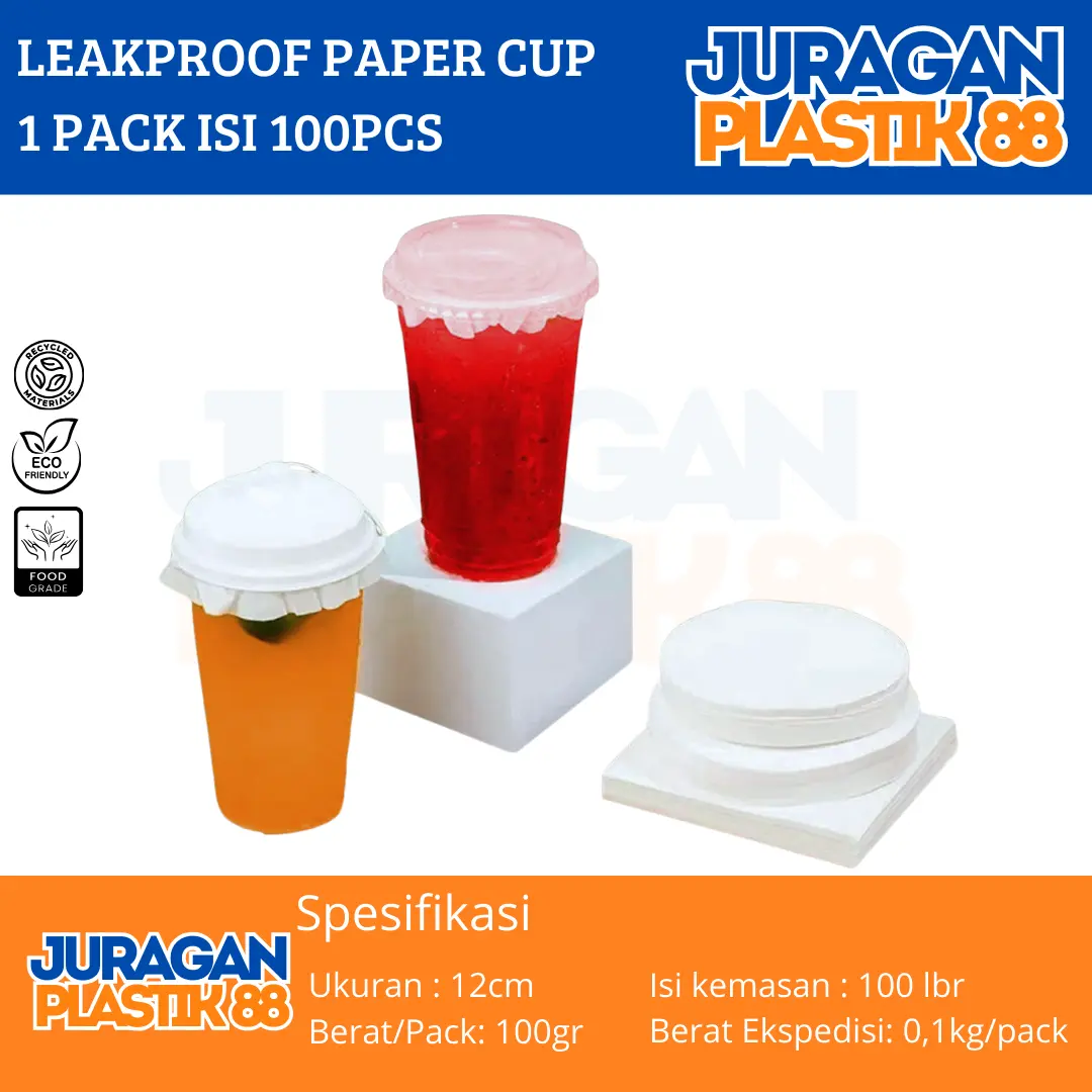 100pcs  DRAGON Kertas Anti Tumpah Kertas Tahan Bocor Tutup Minuman Cup Leak Proof Paper