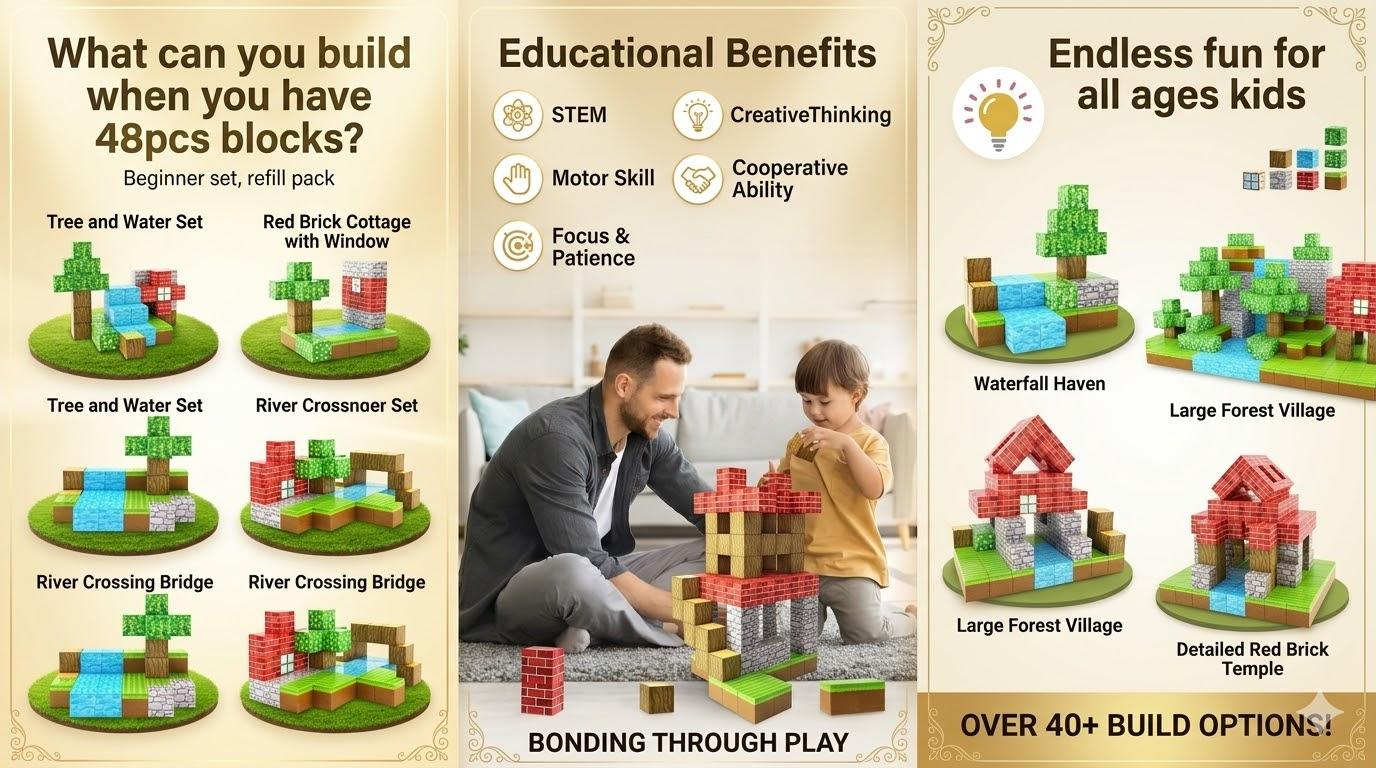 Mainan STEM Balok Magnet – Hadiah Idul Fitri, Belajar Sambil Bermain dengan Blok Bangunan 4D