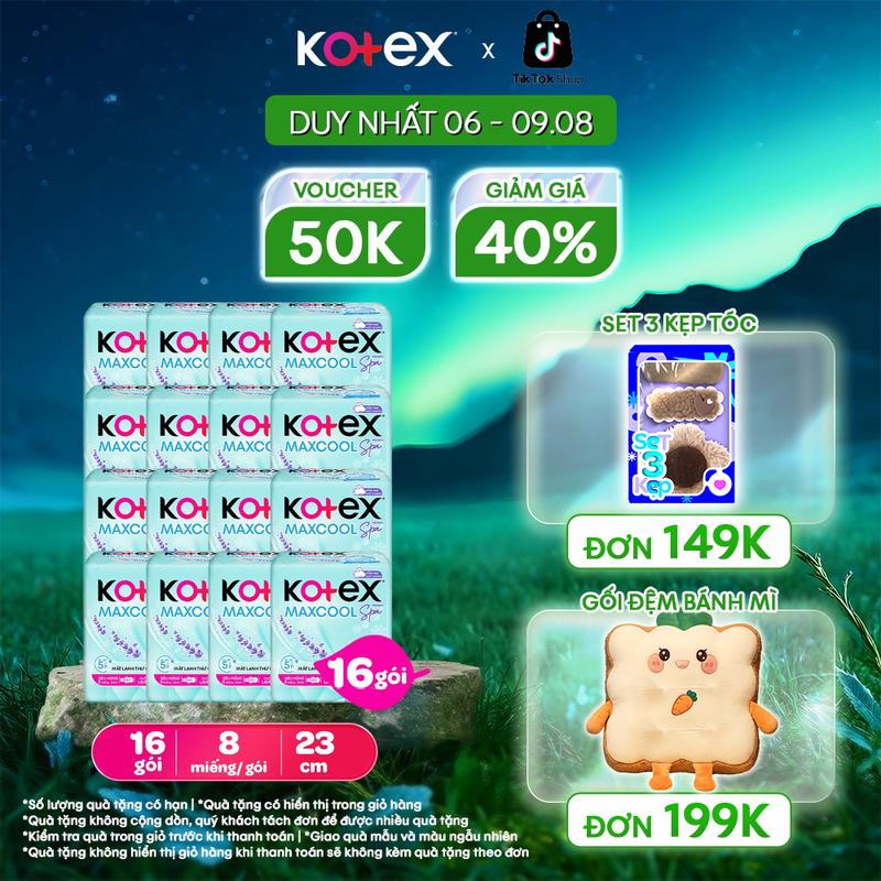[Creator] Combo 8 gói/Combo 16 gói băng vệ sinh Kotex Maxcool French Spa siêu mỏng cánh 23cm (8M/gói) [Bao Bì Thay Đổi Theo Từng Đợt Nhập Hàng]