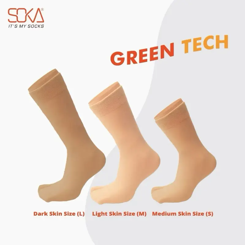 ￼Kaos Kaki Soka Skin - Jempol Kulit Polos & Telapak Hitam S/M/L/XL Panjang