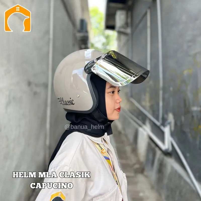 HELM BOGO CLASIK MLA MURAH SNI DEWASA classic Motorcycle wanita Helm Kaca Aksesoris 3
