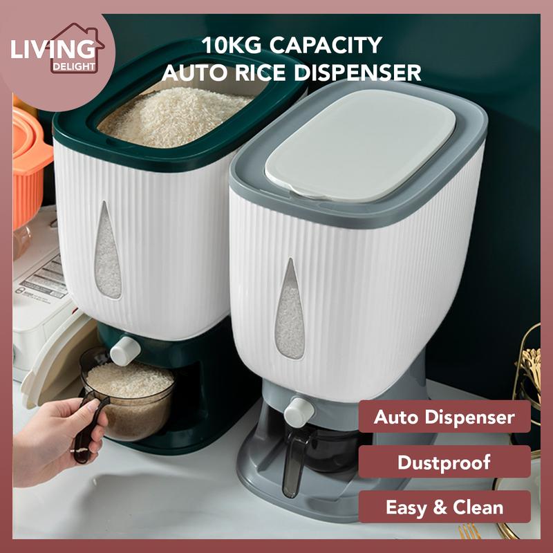 Auto Rice Dispenser 10kg Capacity Rice Storage Bucket with Measuring ...