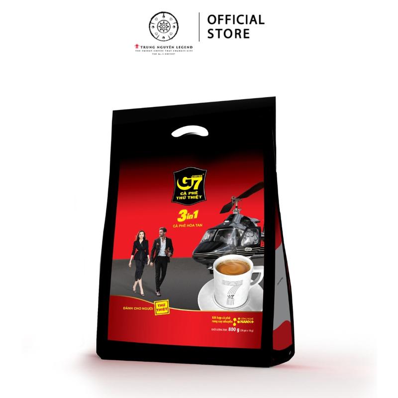 Trung Nguyên Legend Coffee, Cà phê sữa hòa tan G7 3in1 - Bịch 50 sachets 16gr (gói vuông) Cafe sữa cà phê 3 trong 1
