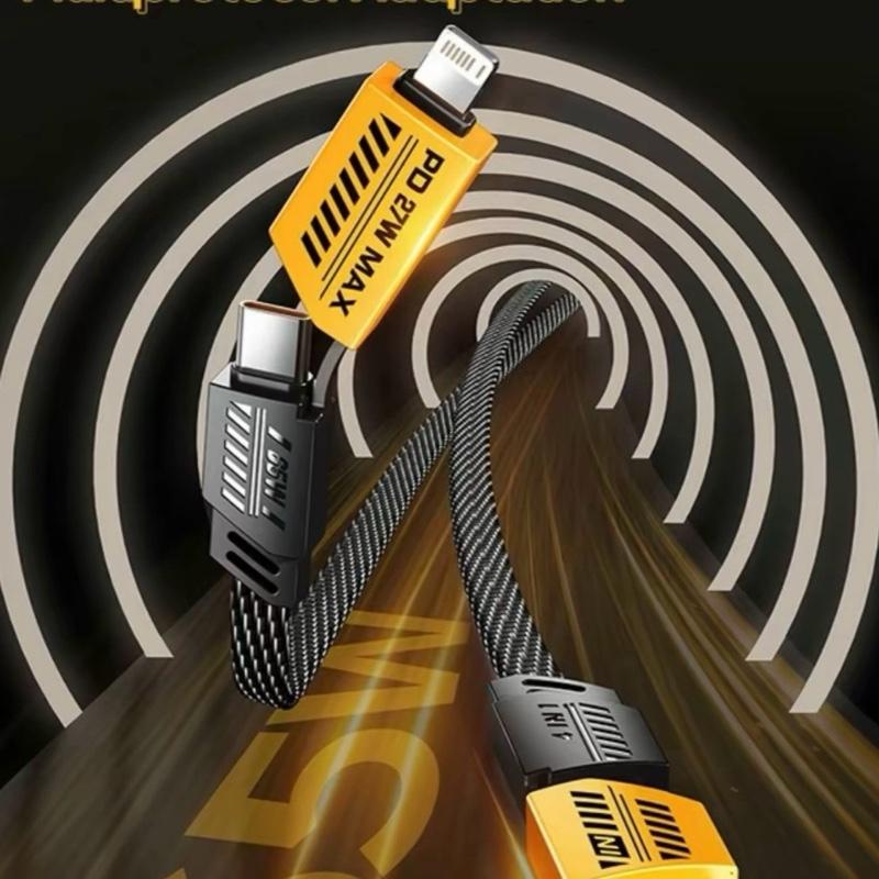 Cáp Sạc Nhanh 4 Đầu 65W Cổng C-L, C-C, USB-C, USB-L Đa Năng 4 Trong 1 Hỗ Trợ…