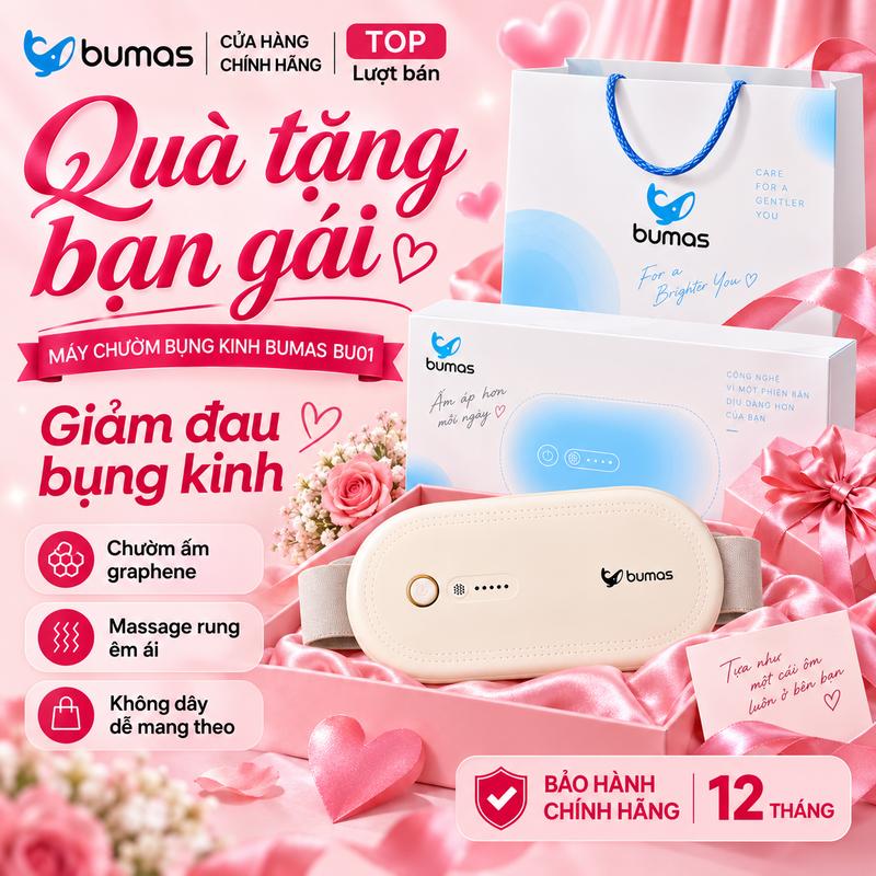 [Set quà 20/10] Đai Chườm Nóng Massage Bụng Kinh BU01 - Dung lượng 5000mAh - Quà Tặng Sinh Nhật Bạn Gái