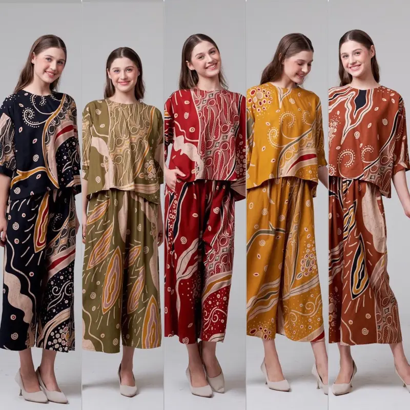 SEMERBAK BATIK ORI ONE SET KULOT RAYON PREMIUM RICHA | SETELAN CELANA PANJANG LENGAN 3/4 PREMIUM