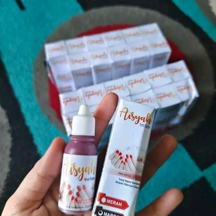 Inai Kuku Aisyah Isi 15 ml - Varian Maroon & Merah - Nail, Kering 2