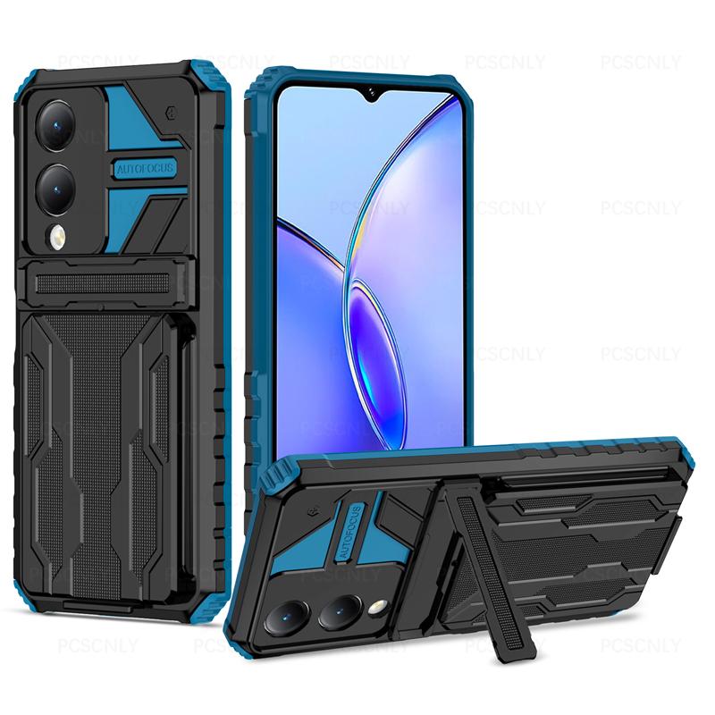 Product Introduction of Card Holder Phone Case For VIVO Y17S Casing Shockproof Armor Stand Hard Back Cover Multifunctional 13