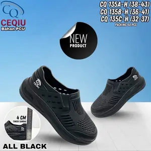 Sepatu Karet Full Hitam sekolah, kerja Ceqiu 135