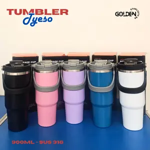 Tumbler Tyiso 900ml Stainless Steel SUS 316 Polos With Handle & Sedotan POLOS Tahan Lama Air Panas Dingin CUSTOM GRAFIR / V PRINT / SABLON