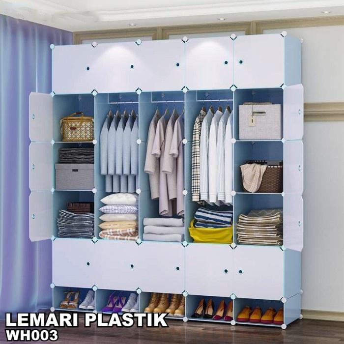 New Product Lemari Pakaian Rangka Besi 17 Pintu + 2 Gantungan Baju Lemari Plastik Lemari Kabinet PVC 1