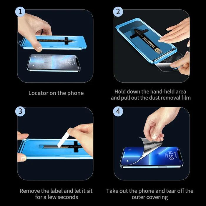 Product Introduction of Tempered glass screen protector, for iPhone series, 4K HD privacy protection, quick installation tools, auto dust removal installation, bubble-free Cover Protective 1