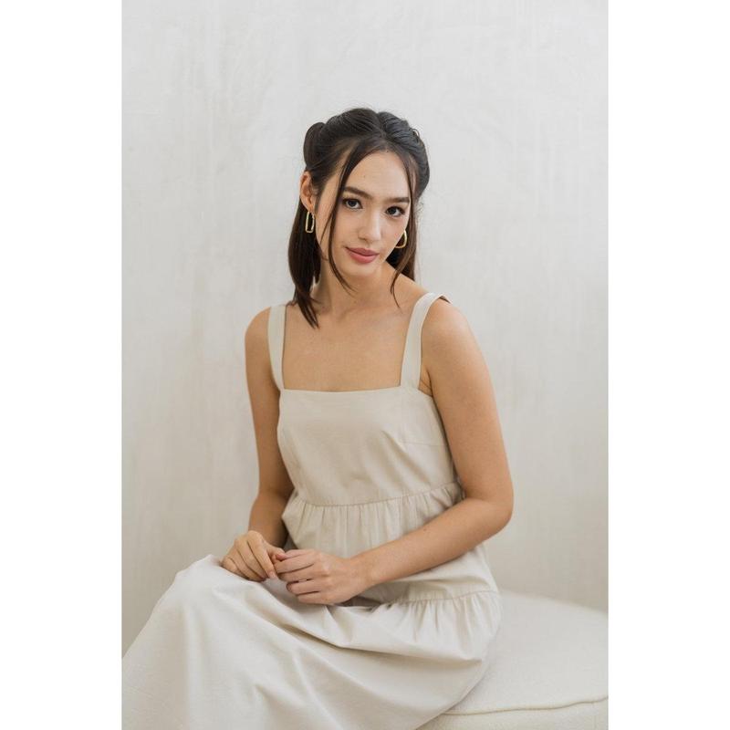 TSW Jean Tiered Midi Dress in Sand 6