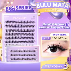 [LANGSUNG TEMPEL] Milan Story N05 Wispy Tebal Bulu Mata Palsu Serat Kapas Premium Mudah Digunakan Untuk Pemula Eye Make Up Reusable