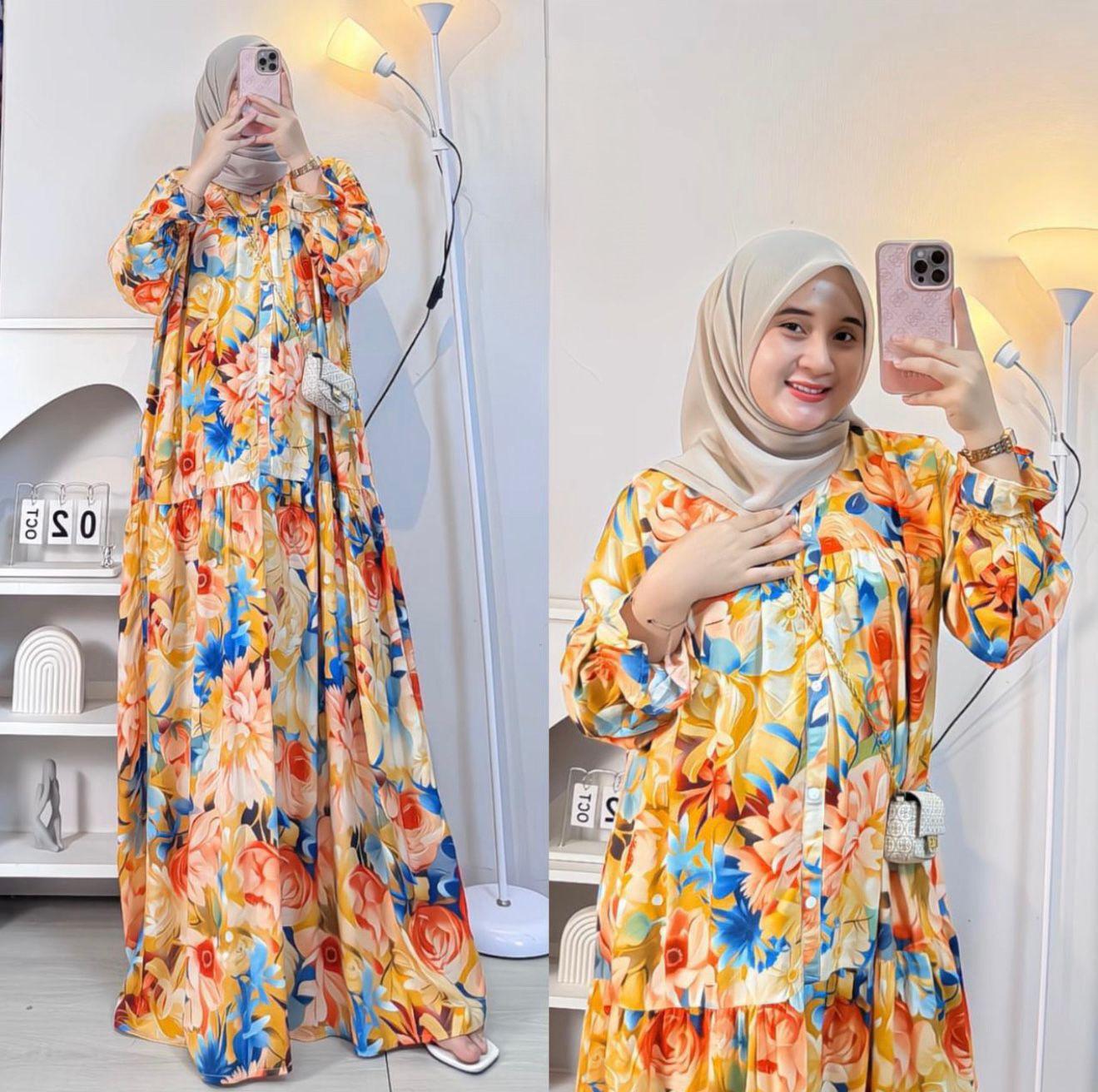 Naja.Fashion - Daisy Gamis Bunga Rayon Premium Busui Friendly Long Dress Motif Floral Korea Style Lengan Panjang untuk Tampilan Elegan dan Nyaman Naja.Fashion - Daisy Gamis Bunga Rayon Premium Busui Friendly Long Dress Motif Floral Korea Style Lengan Panjang untuk Tampilan Elegan dan Nyaman