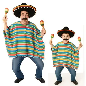 Kostum Mexico Ponco Salur Garis Garis Saraphe Mexican Poncho