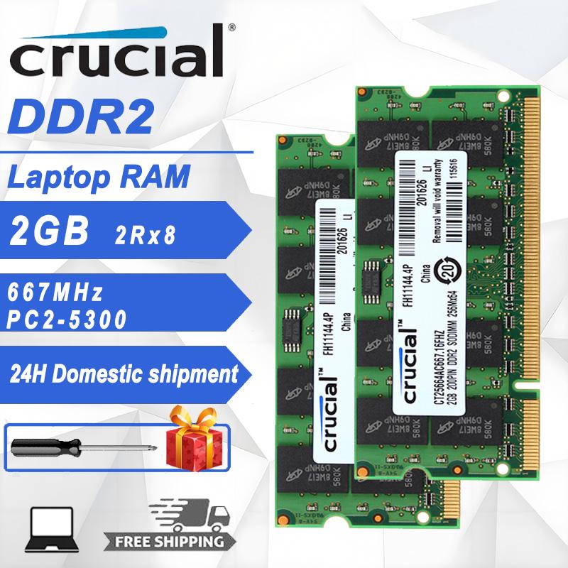 Crucial 2GB RAM DDR2 667MHz SODIMM RAM 1.8V 2Rx8 2Rx8 PC2-5300S ...
