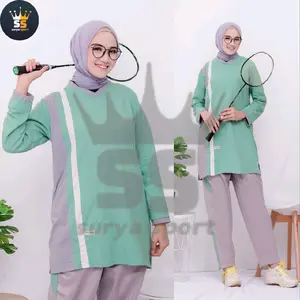 stelan olahraga tunik muslimah/baju stelan olahraha tunik muslimah/seragam olahraga muslimah Dewasa Setelan