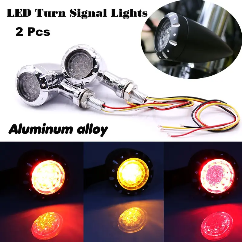 Motorcycle Turn Signal Brake Stop Light 12V LED Indicator Red Yellow for Cafe Racer Harley