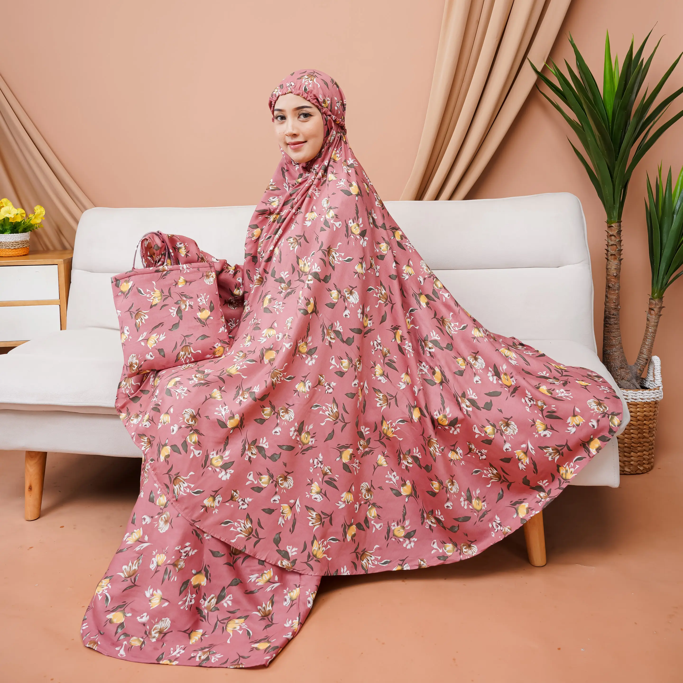mukena dewasa bunga lili rayon bali size standart