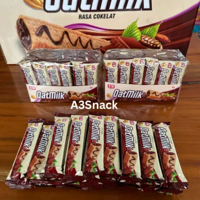 Oatmilk Coklat 1 pack isi 30 pcs Food Snack Wafer Cokelat Makanan Cemilan Chocolate Biskuit Cookies Biscuit Cream  Manis Vanilla Susu Krim Vanila 0