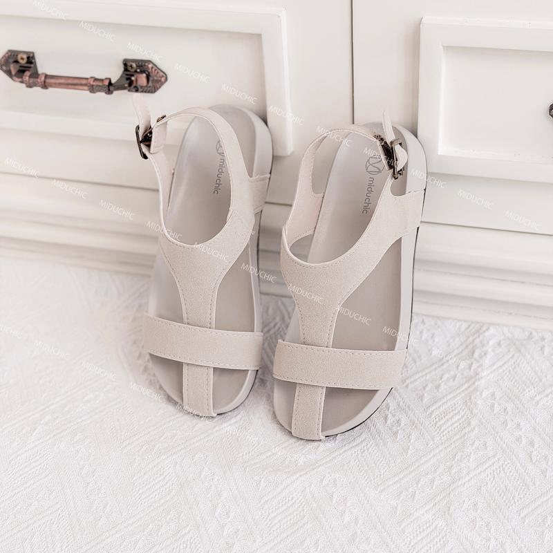  Dép Sandal Nữ MIDU FLORA Quai Da Lộn Đơn Giản Khóa Gài - Đế Cao Su Êm Chân 4 Màu 3 Phân 