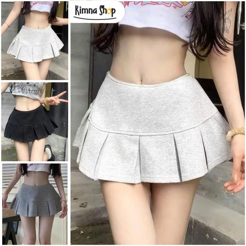 Chân Váy Xếp Ly Y2K Dáng Ngắn Chất Nỉ Hai Da Loại 1 (Có quần bảo hộ)