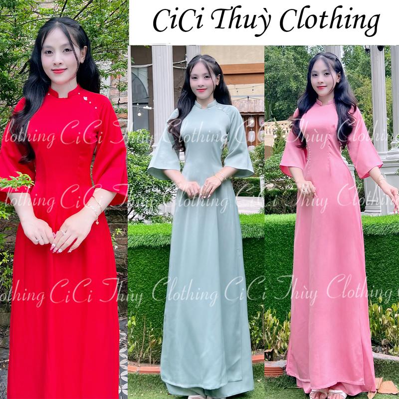  Áo Dài Tây Thi Cổ Chữ U Tay Loe Đính Hoa Viền Nách Phù Hợp Cho Giáo Viên Hoặc Lễ Hội - CiCi Thuỳ Clothing 