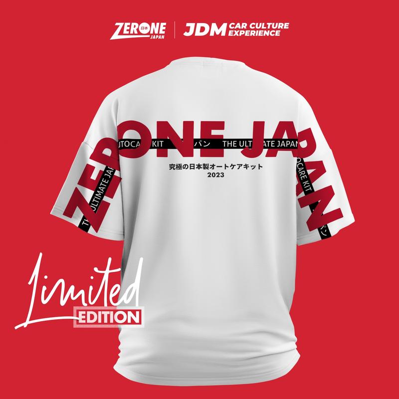 Zerone T-Shirt JDM 1st Edition Putih Oversize Kaos Oblong Distro Lembut Baju Atasan Pendek Polos Pria Wanita Katun Combed Dewasa Surfing Sablon Cowok 7