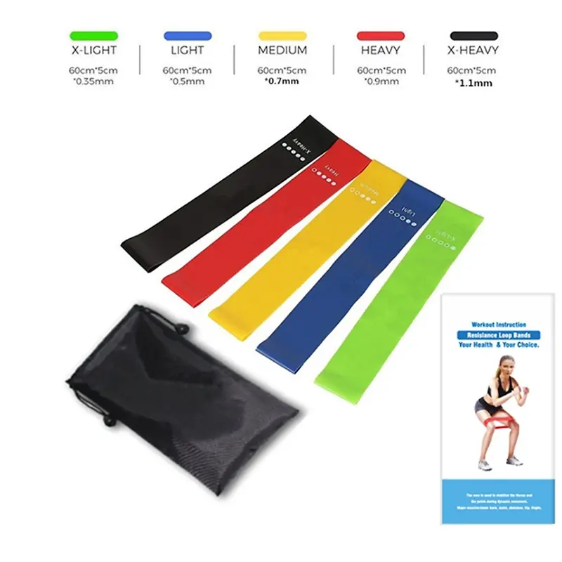 Set 5 dây kháng lực miniband, dây tập đàn hồi, tập cơ ngực, cơ mông, cơ đùi, cơ tay 3