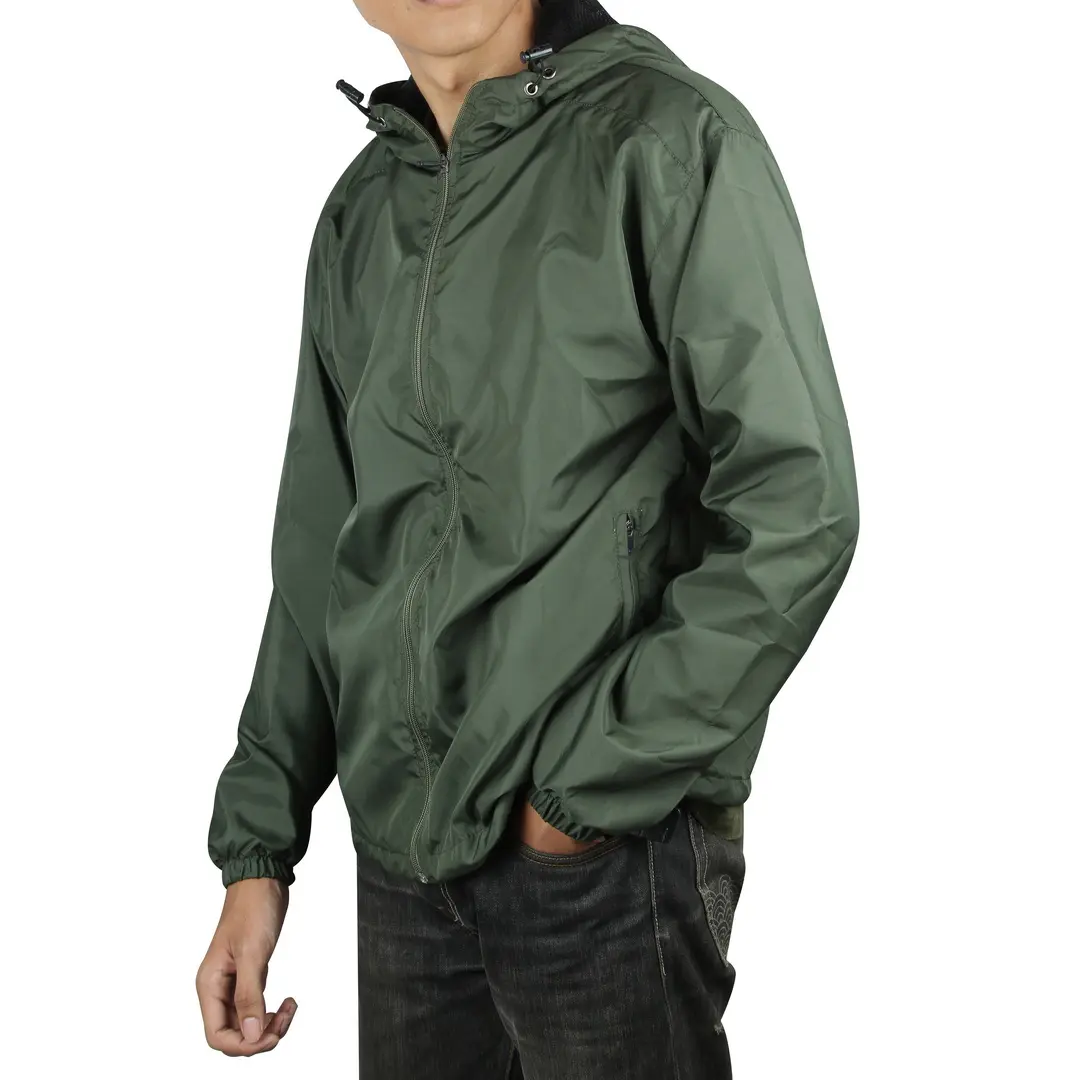 Jaket Parasut Sport Windrunner Joging Hijau Army Unisex Premium Distro