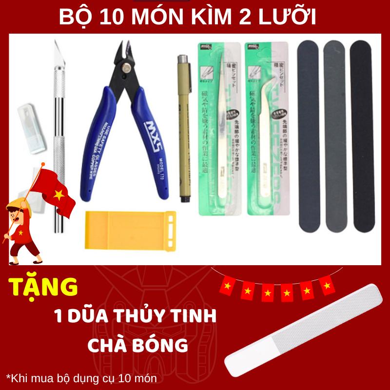 Bộ dụng cụ 10 món có 3 dũa Tool lắp ráp đồ chơi mô hình bộ dụng cụ đa năng MEGUN