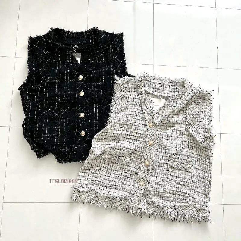 Shasa vest / korean tweed vest / vest tweed rompi wanita 2