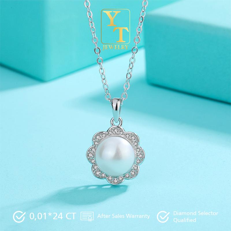 Flower Pearl Set - YT Jewelry - Perhiasan Aksesoris Kalung Anting Aesthetic Mewah Wanita 1
