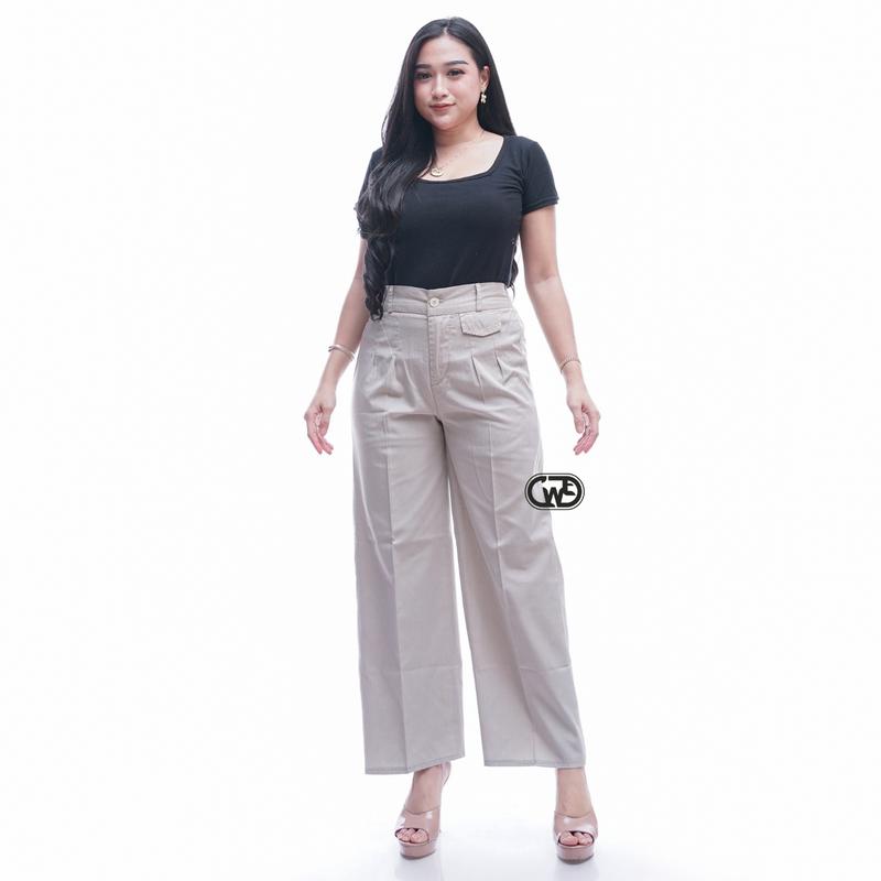 outfit celana oro pants jeans denim Highwaist Loose Anti Kusut Panjang Casual Wanita 2