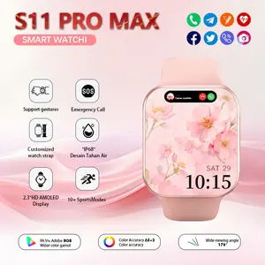Smart Watch 11 Pro Max 10 Pro Max  Original 2.2" AMOLED NFC GPS - Waterproof Bluetooth Call Wireless Charging Smartwatch Wanita Pria + Free Wallpaper