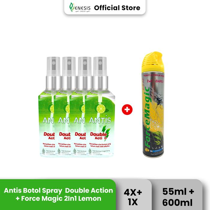 Gambar Antis Spray Double Action 4x55 Ml & Force Magic Lemon Pop Art 600Ml dari Enesis Group Kota Administrasi Jakarta Timur Tokopedia