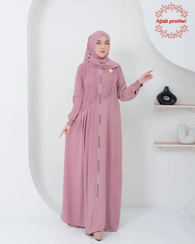 Syakila Dress Gamis Cringkel Mix Brukat Gamis Viral Kekinian Terbaru Gamis Muslim Elegant Gamis Kondangan Hits 2025 3