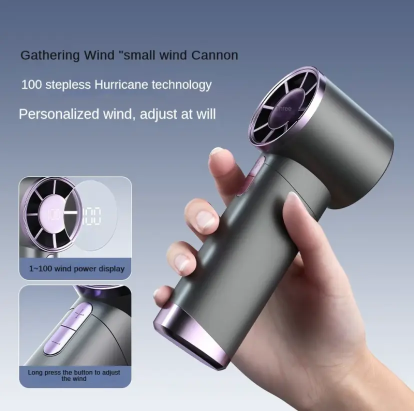 2025 Newest Mini Portable USB HandheldHigh-Speed Fan -100 Gears, Applicable USB type c,Digital Display,3000mAh Rechargeable,Brushless Motor,Suitable for outdoor sports for students