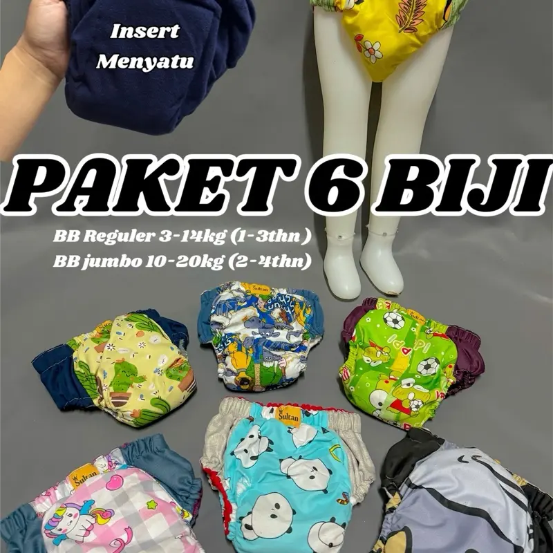 paket hemat 6 Bayi Baru lahir Bayi Balita Cewek Cowok popok murah popok cuci ulang