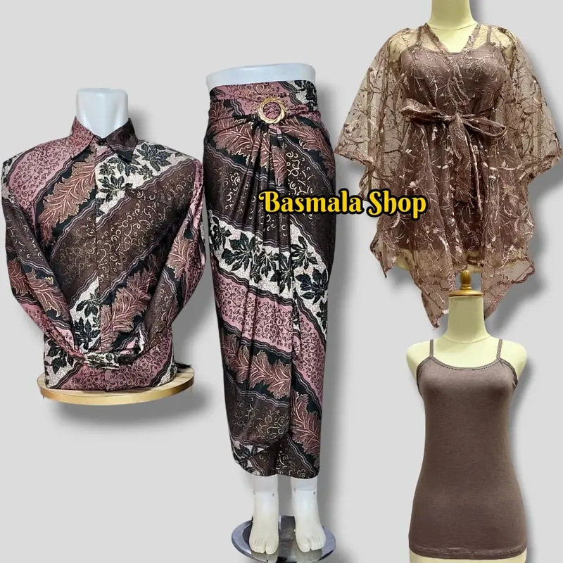 couplean satu set lengkap dengan kemeja lengan panjang atasan outer pita dan inner tank top serta bawahan lilit batik kekinian untuk acara kondangan wisudah dan lain nya 7