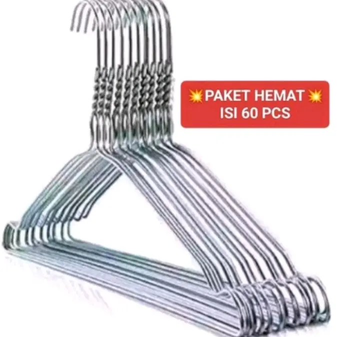 (ISI 60pcs) Gantungan Baju Tebal Anti Karat Murah Gratis Ongkir Hanger Kawat promo Jaket Multicoloured hager
