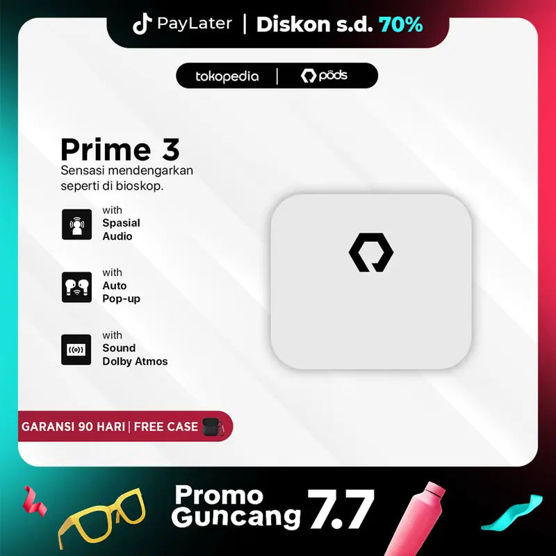 [FREE CASE] PRIME 3 Series - True Wireless Bluetooth Earphone Spatial Audio IMEI Serial Number Support iOS Android Wireless Case by Pods Indonesia 0
