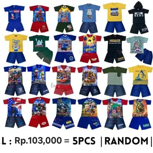 Setelan anak paket hemat 110.500 dapat 5 stel ukuran L untuk 3-4 thn bisa pilih gambar / baju anak harian /  setelan anak murah