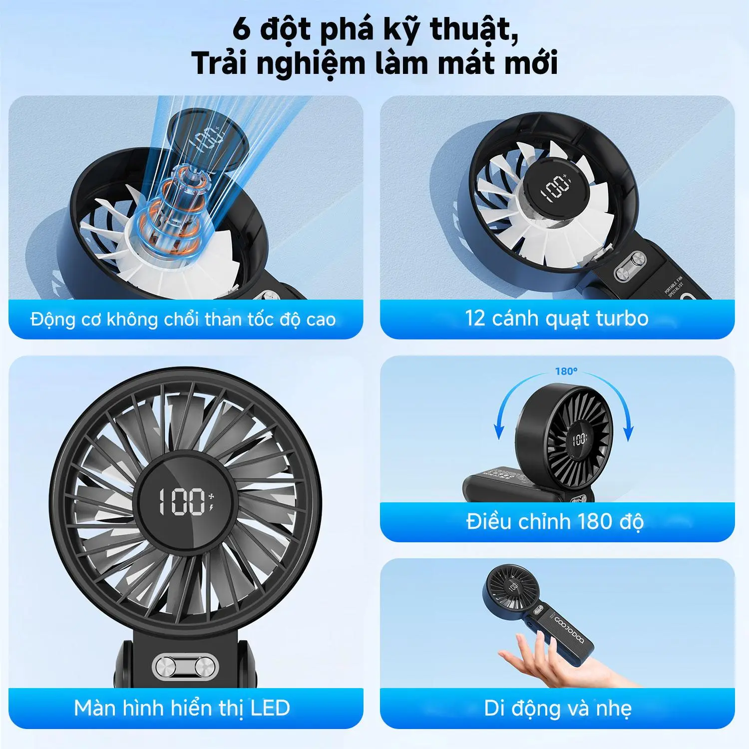 Quạt Mini Cầm Tay 3 Trong 1, Quạt Cầm Tay & Để Bàn, Có Thể Điều Chỉnh 100 Tốc Độ, Quạt Yên Tĩnh Và Dòng Không Khí Tốc Độ Cao, Pin 3600mAh, Màn Hình LED, GOOJODOQ | BigBuy360 - bigbuy360.vn Quạt Mini Cầm Tay 3 Trong 1, Quạt Cầm Tay & Để Bàn, Có Thể Điều Chỉnh 100 Tốc Độ, Quạt Yên Tĩnh Và Dòng Không Khí Tốc Độ Cao, Pin 3600mAh, Màn Hình LED, GOOJODOQ | BigBuy360 - bigbuy360.vn