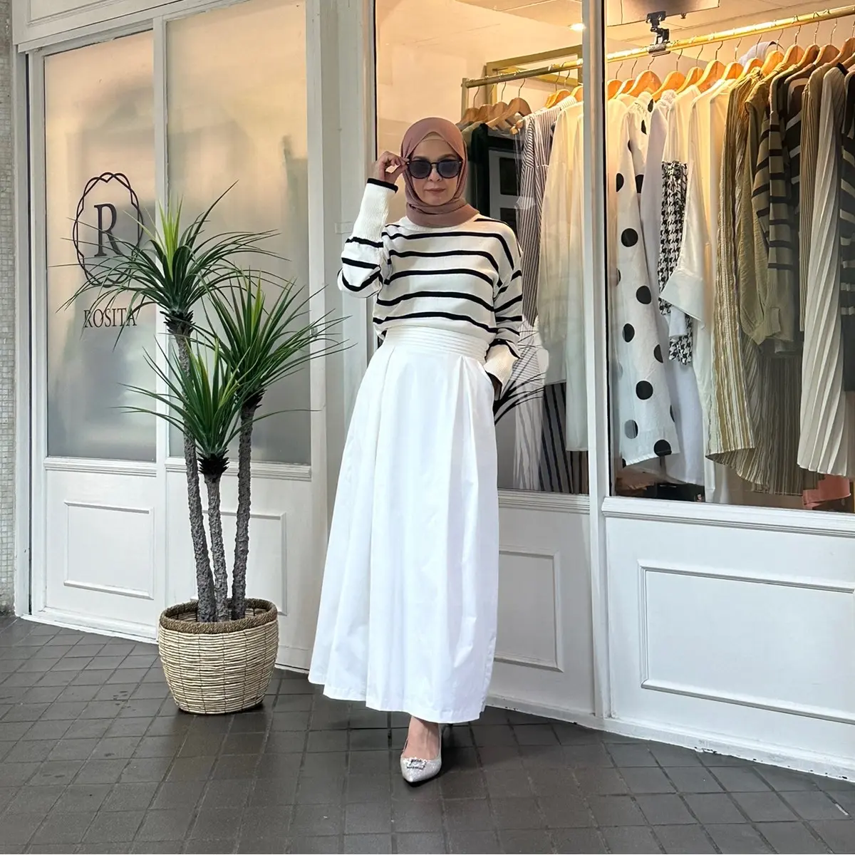 Dayah Box Pleat Ankle Length Skirt