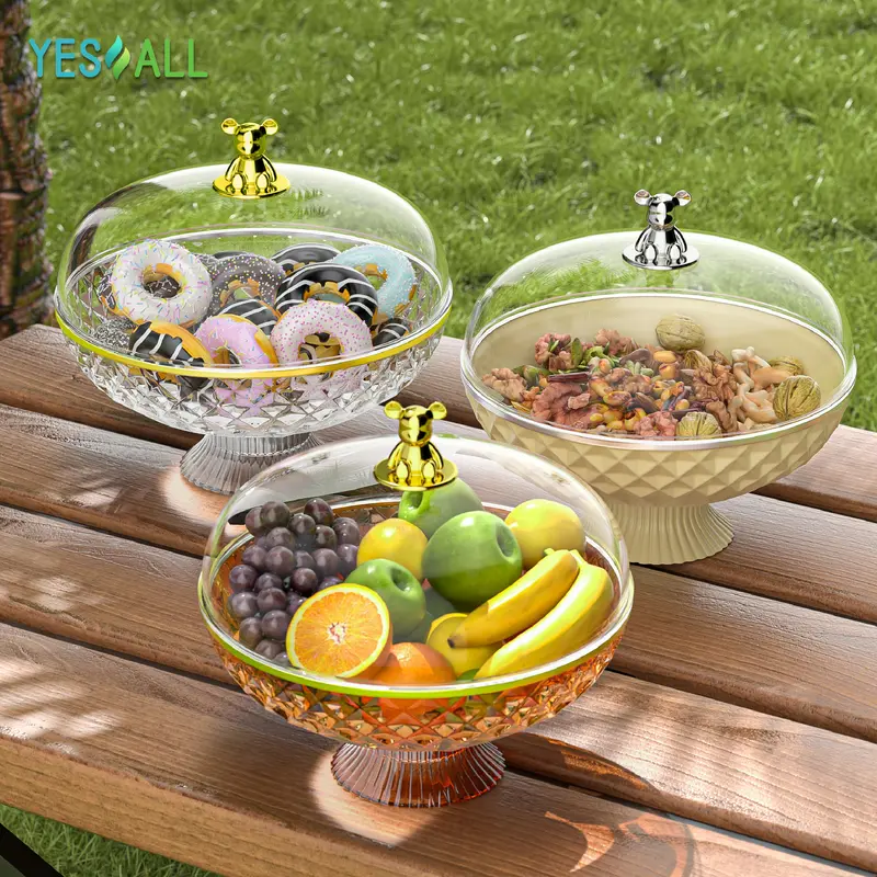 YESALL Keranjang Buah - Tudung Saji Nampan Mangkok Aesthetic Nampan Aesthetic Tudung Saji Estetik Tempat Buah Wadah Saji Piring Buah Rak Buah Kitchenware 7