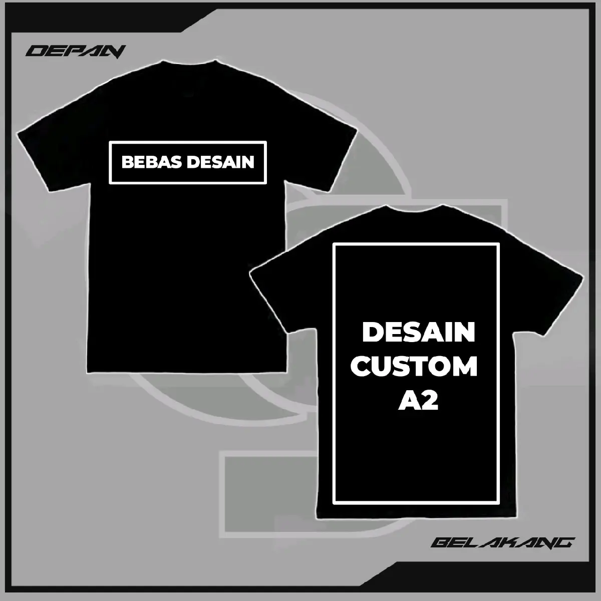 KAOS SABLON SATUAN CUSTOM DEPAN BELAKANG BEBAS DESAIN | BISA MENGGUNAKAN FOTO Pria Katun Baju