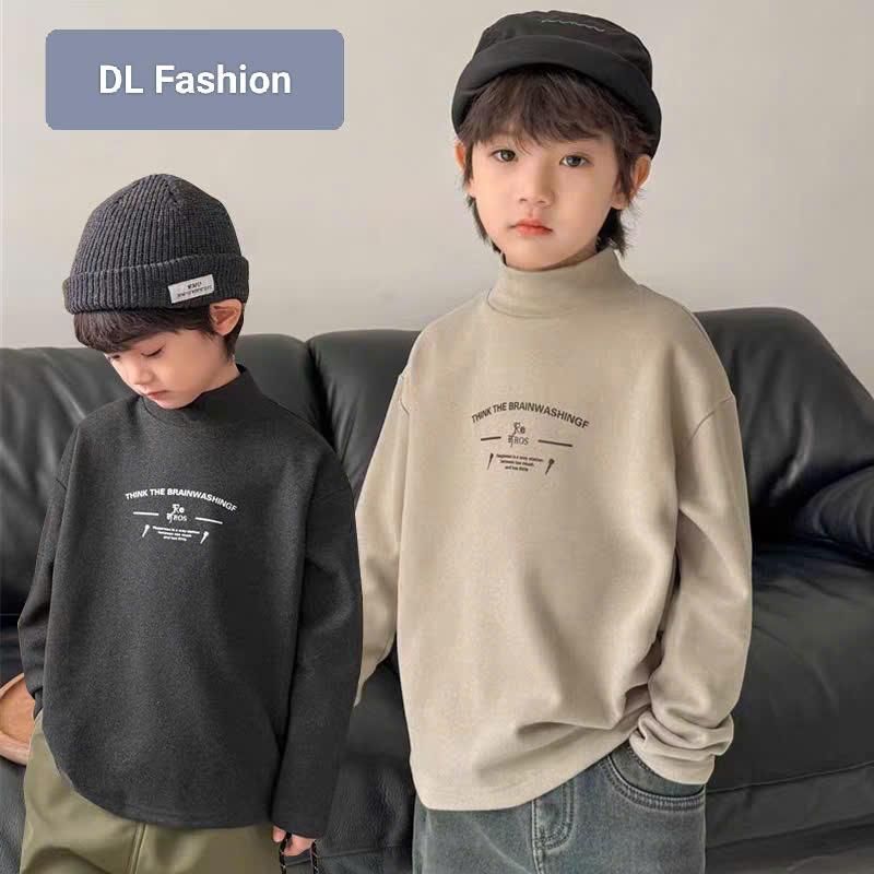 DL Fashion Áo giữ nhiệt nỉ nhung cổ cao 3 phân dày dạn cho bé trai bé gái từ 15-46kg chất liệu mềm mịn co giãn giữ ấm tốt phong cách sành điệu